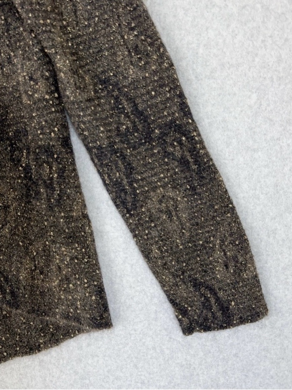 Eileen Fisher Cardigan Sweater Leather Trim Open Front Mohair Blend Womens Small - Picture 11 of 14